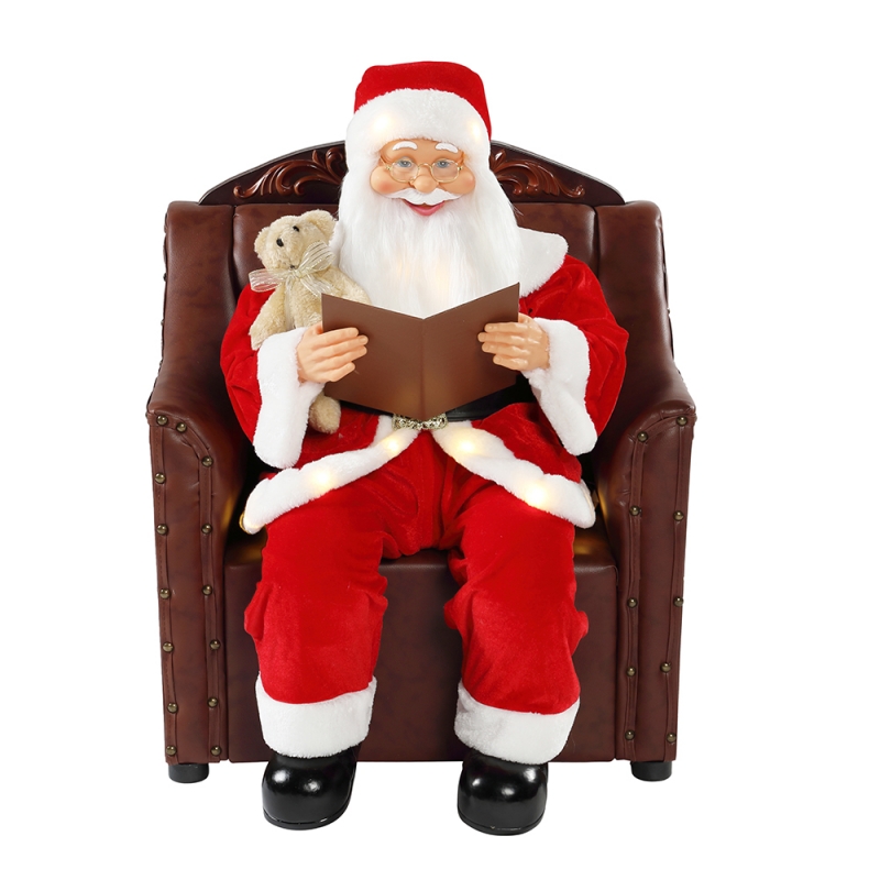 80cmソファサンタクロース照明音楽飾りクリスマスデコレーション休日置物コレクション伝統的なクリスマス